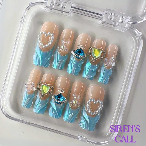 NailPhoria｜SURPRISE DEAL Collections (70 Styles) acrylic press nails:_Siren's Call_M
