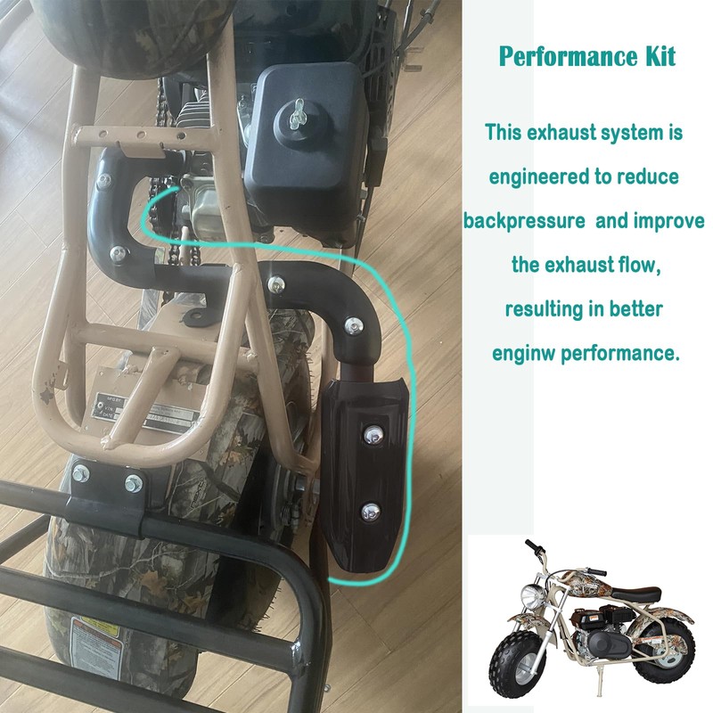 QYMOTO Upgrade CT200U Mini Bike Silencer Kit with Muffler Pipe