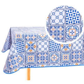 Home Direct Rectangular Oilcloth PVC Wipe Clean Tablecloth Table Cover 140cm x 200cm 55x78 Blue