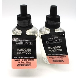 Generic Mahogany Teakwood, BBW Bath and Body, Wallflowers Fragrance Refills, 0.8 fl oz, 2 Pack, Clear