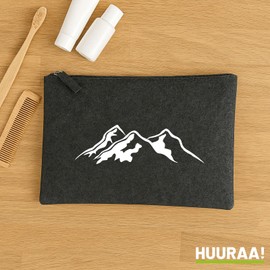 Huuraa Toiletry Bag Mountain Silhouette Mountain Gift 1 Litre Charcoal Felt Mountain Silhouette Gift Idea