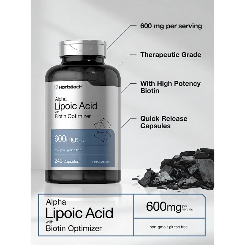Acido Alfa Lipoico Premium 240 Cápsulas 600mg Eg A85 Sabor