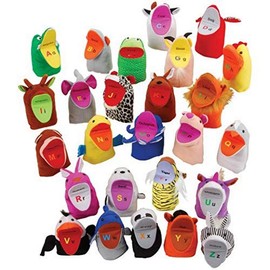 Cre8tive Minds ABC Animal Hand Puppets for Kids, Elementary Classroom Supplies, Visual Learning Toys, Interactive, Soft Fabric, Self-Regulation, Active Play, Surface Washable, All Ages