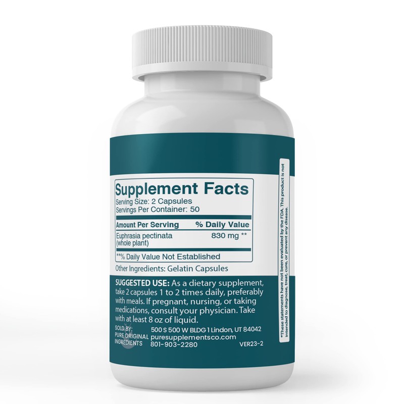 Pure Original Ingredients Eyebright, (100 Capsules) Always Pure, No Additives