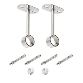 Ohamtes 2Pcs ID32mm(1-1/4"), L300mm, Clothes Rail mounting Bracket, Shower Curtain Closet tie Rod Support Frame, Curtain Rod Flange Socket, Suitable for Ceiling or Wall mounting