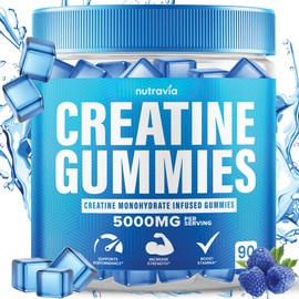 Creatine Gummies Infused with 5g Creatine Monohydrate for Men and Women, Strength, Endurance, Muscle Instantized Creatine, Micronized Clean HCL Balanced Creatina Monohidratada en Polvo (90 Gummies)