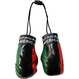African American - Novelty Mini Boxing Gloves with Black Snap Connection