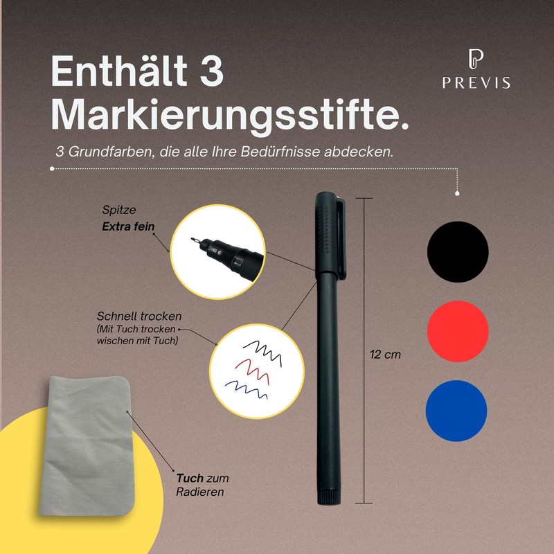 PREVIS Whiteboard Small A5 Foldable and Portable with 3 Markers