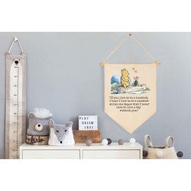 If You Live to Be a Hundred-Christmas Birthday Party Bunting-Baby Gift Shower-Winie Wall Flag Decor Gift the Pooh-Banner Sign Gift for Nursery Bedroom Playroom Front Door