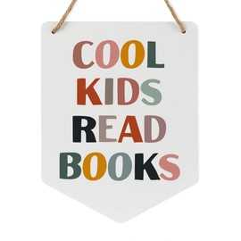 Reading Corner Decor for Middle School High School Elementary Classroom Kids Playroom Library Decorations for School Book Lover Gifts Wood Wall Hanging Flag Decorations Signs 10x8 Inch