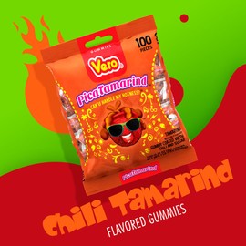 Vero PicaTamarind - Tamarind Flavor Chewy Gummy Treats Coated With Chili Powder & Sugar 100 Pieces (5.15 Oz) - Mexican Candy - Individually Wrapped Gummies for Halloween, Piñatas, and More