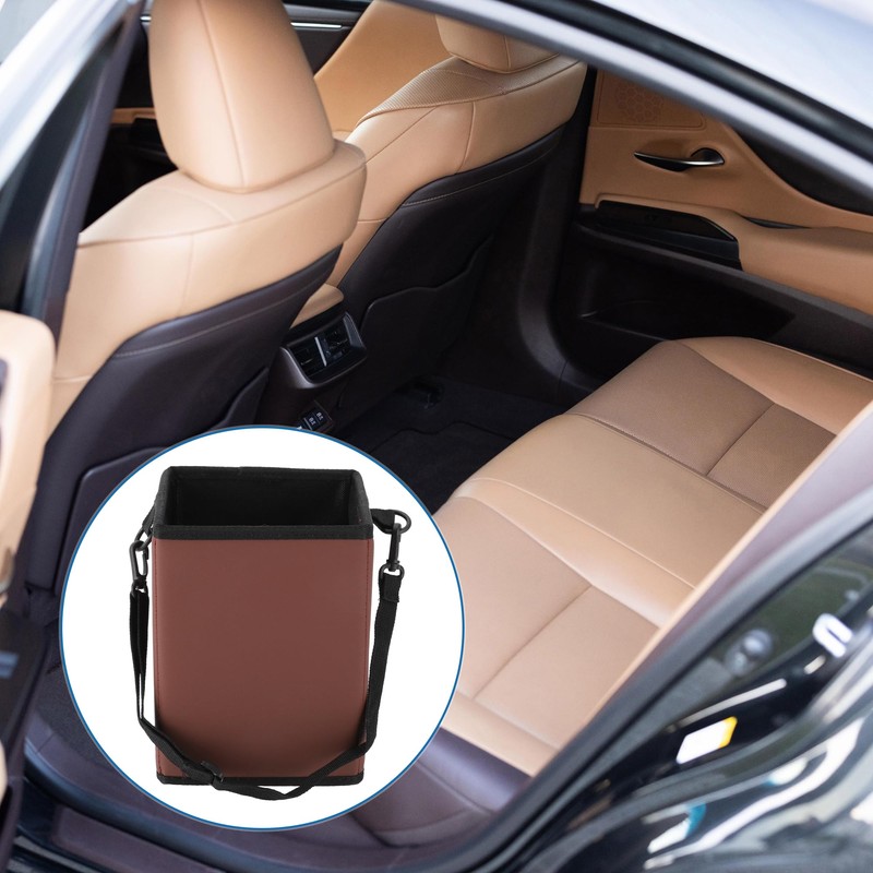 A ABSOPRO Car Trash Can Hanging and Foldable 6.3" Length