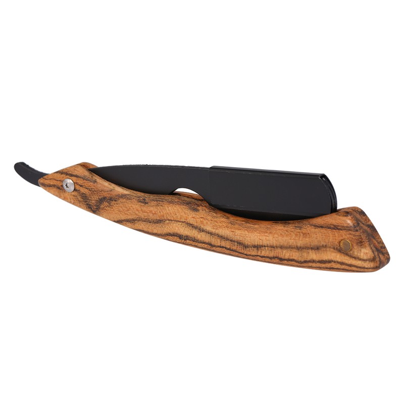Straight Razor with Wooden Handle Shaving Razor Knife for Beard