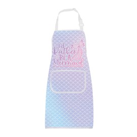 FUSTMW Mermaid Apron Gifts for Mermaid Lovers I'd Rather Be A Mermaid Cooking Kitchen Chef Housewarming Apron with Pockets (Mermaid Apron)