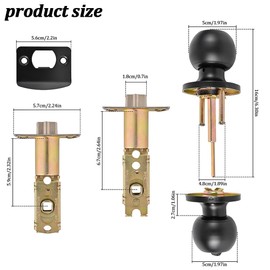 Keweilian High-Security Stainless Steel Round Ball Door Handle with Lock & Key,Door knob for Front Door, Bedroom, and Interior, Easy Installation(Black)