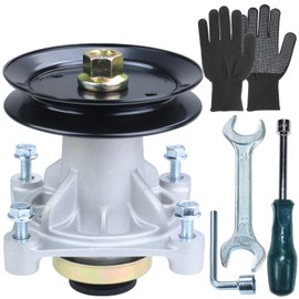 NICHEFLAG 604214 Spindle Assembly Pre-Greased with 603988 Spindle Pulley Replaces Hustler Raptor Spindle 604214 Spindle for Hustler Mower 935817, Hustler Raptor 52, Hustler Raptor Limited 52 Decks