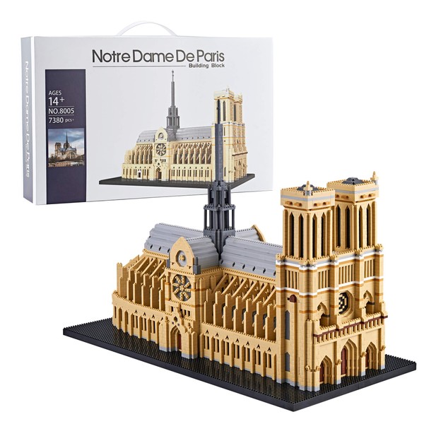 LUKHANG Big Architecture Notre Dame De Paris Micro Mini Blocks 7380 Pieces Model Building Kit, Creative Building Set for Adults, for Any Hobbyists New（ with Color Gift Package）