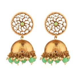 Efulgenz Indian Jewelry Bollywood Antique Crystal Kundan Jhumki Jhumka Earrings Set for Women