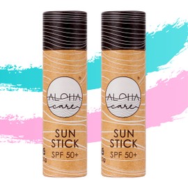 Aloha Sun Stick SPF 50+ Face Mineral Sun Protection for Surfing Eco Paper Stick 20 g (2 Pack (Lake Green + Pink))