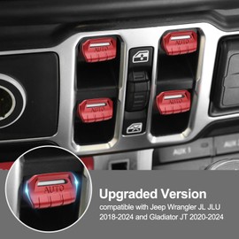 DIAMOOKY 4PCS Upgraded Window Switch Button Cover Compatible with Jeep Wrangler JL JLU 2018-2026 and Gladiator JT 2020 2021 2022 2023 2024 2025 2026 Wrangler 4xe Interior Accessories(Dark Red)