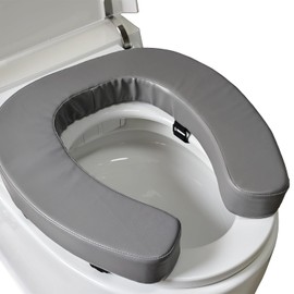 Padded Toilet Seat Cushion with 2-Inch High-Density Foam & Waterproof PU Fabric, U-Shape Padded Toilet Cushion - Secure Hook & Loop Tape, Fits Standard Toilets (Grey)