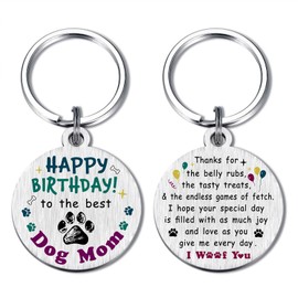 Alotozo Dog Mom Birthday Keychain - Happy Birthday Gift from Dogs for the Best Dog Mom - Mom Birthday Christmas Mothers Gifts from Dog