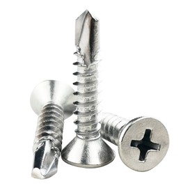 Pack of 120 4.8 x 19 mm Sheet Metal Self-Tapping Screws, 410 Stainless Steel Flat Head Screws Phillips Head Self Drilling Screws High-Strength Fast Tapping Screws (13 mm to 32 mm Available)