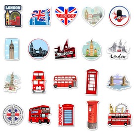 50PCS Stickers for Red London Bus,London Bus Stickers,Teens Boys and Girls Sticker Pack Vinyl Skateboard Guitar Door Laptop Luggage Car BikeWater Bottle Birthday Party Supplies Stickers