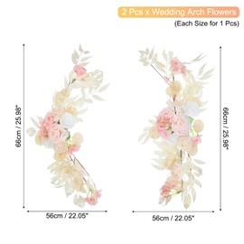 PATIKIL Wedding Arch Flowers,2Pcs Artificial Silk Faux Rose Flower Swag Floral Swags Backdrop with Leaves for Welcome Sign Ceremony Reception Party Decoration, Luminous Pink/Cream