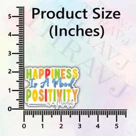 (3Pcs) Happiness is a Mood Positivity is a Mindset Inspirational Quotes Vinyl Stickers Durable for Laptops Water Bottles Phones Tumblers Notebooks Cars Mugs Size 2.2 x 3 Inch