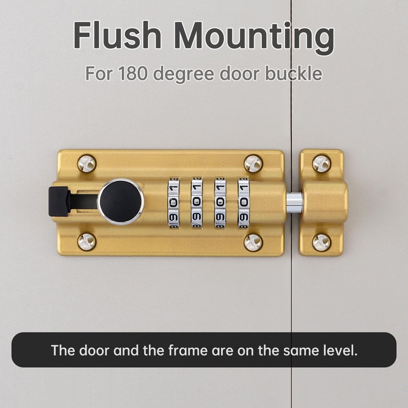 HOJLKLD Combination Locking Bolt, 4 Digit Combination Door Security Slide
