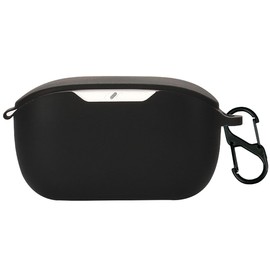 QWYJ Funda para JBL Vibe Buds y Wave Buds Case Carcasa Protectora de Silicona, para JBL Vibe Buds y Wave Buds con Mosquetón Llavero Anti-perdida (Negro)