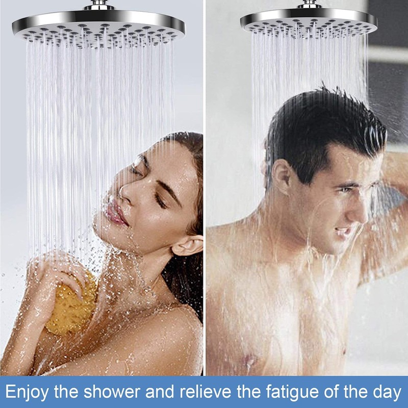 AiQInu 8 Inch Round Shower Head Rain Shower, Adjustable Shower