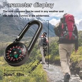 10 Stück Schlüsselhalter mit Kompass und Karabiner,Compass Carabiner,Kompass Schlüsselanhänger,Bunte Mini Kompass Karabiner,Mini Survival Compass Kleine,für Outdoor Wandern Camping Reisen(10 Farben)