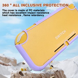 DLseego Case for Switch Lite, Anti Scratch Frosted Translucent White Protective Shell Cover PC Shockproof Protector Case with 2 PCS Thumb Grip Caps,Purple