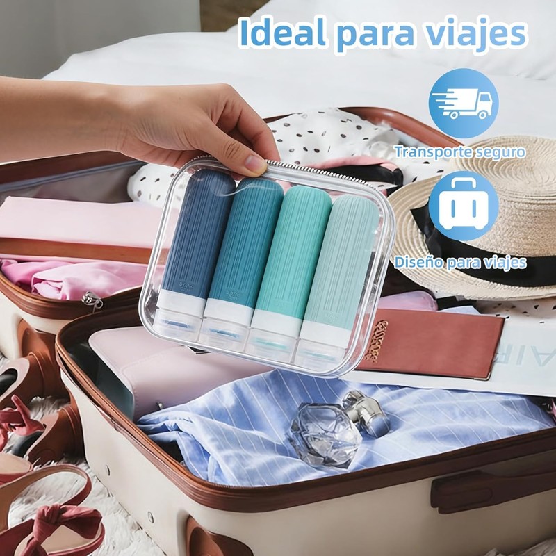 Kit de Viaje 18 Piezas Botellas de Silicona,Envases para Viaje
