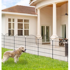 FOREHOGAR Metal Garden Fence 36in (H) x 11.7ft (L), 5 Panels +6 Stakes Dog Fence Border Fence Animal Barrier, No Dig Garden Fencing for Yard Flower Bed Lawn Patio Outdoor,CTW3605 Black