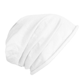 JOPHY & CO. 1213 Elastic and Long Unisex Cap Made of 100% Cotton for Adults, Men, Women and Children, Lightweight Slouch Style Hat, White, One Size, White