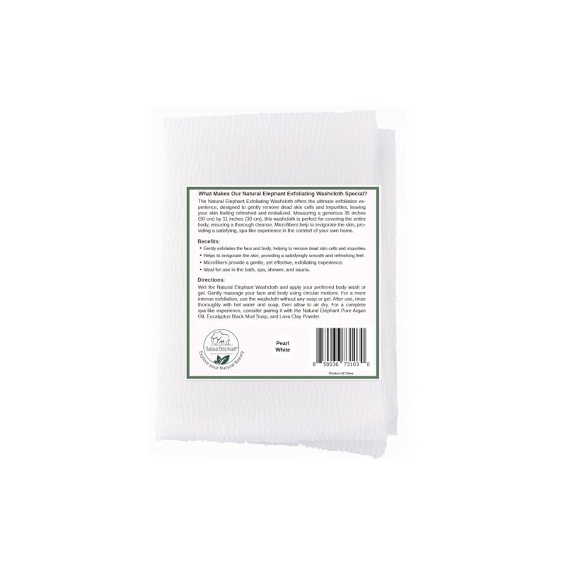 Natural Elephant Exfoliating Washcloth - Pearl White Japanese Shower Scrubber