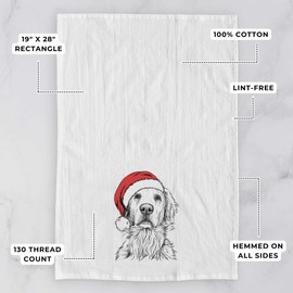 Inkopious Santa Golden Retriever Tea Towel, Dishcloth, Dinner Napkin, Flour Sack Towel, Kitchen Decoration, Set of 1 Décor