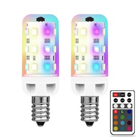XRise E12 LED Bulb 2.5W Dimmable RGB+White Color Changing with Remote Control Equivalent 25W Halogen E12 Base LED Light Bulbs 6000K 250LM, No Flicker,2 Pack
