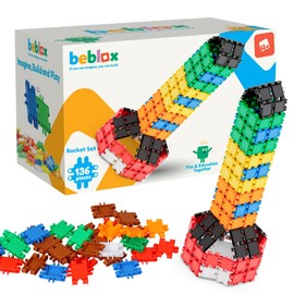 BEBLOX Building Blocks for Kids - Rocket Set - 136-Piece Connecting Tiles - Interlocking Building Blocks for Kids, STEM Toys, Fun & Educational for Boys & Girls, Preschool Learning Activities Ages 4+