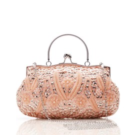 BABEYOND Evening Clutch Purses for Women - 1920s Accessories for Women Gatsby Evening Bag Vintage Beaded Sequin Pearl Purse, Pink, One Size