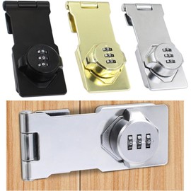 2X 110mm Mechanical Password Rotary Hasp Locks Door Security Slide Latch Lock (Black)