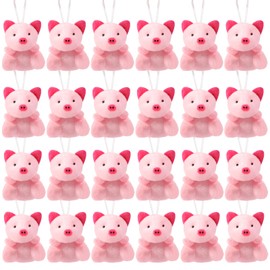 ASONA 24Pcs Pink Pig Mini Stuffed Animal and Plush Toy, Small Bulk Stuffed Animals Party Favors for Kids, Animals Plush Keychain, Carnival Prizes Goodie Bag Stuffers Valentines Day Gifts for Kids