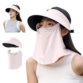 COMEDYKING 2025 Summer Upcoming UPF 50+ Patent Magnetic Women's Sun Protection No-Touch Face Cover, Washable, Sun Protection Mask, UV Protection Hat, Industry Newest Design, 0 Contact Face, No Makeup
