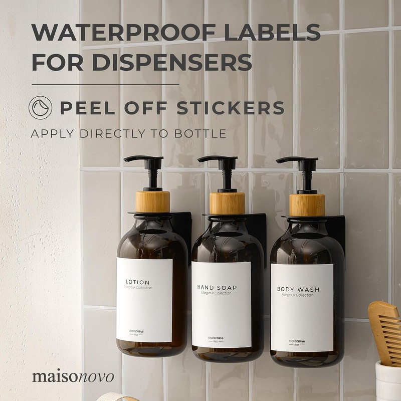 Etiquetas impermeables MaisoNovo para botellas, diseño moderno - Paquete mixto