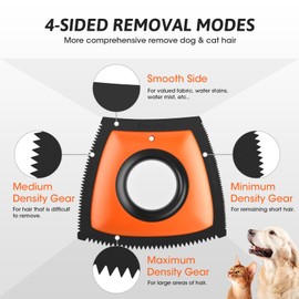 Geyrut Pet Hair Removal Tool, Dog Hair Remover for Car Couch Furniture Carpet Clothing, Triangle Multi-Surface Pet Hair Remover for Auto Interior Detailing Supplies Mini Pet Hair Detailer (Orange)