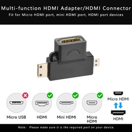 FAIRBEE HDMI Adapters, Multi-Function Micro HDMI Adapter with 3 HDMI Ports for Most HDMI Streaming Devices, Mini Portable HDMI Extender Adapter for Wireless HDMI Transmitter and Receiver