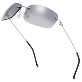 The Fresh Minimalist Small Rectangular Sunglasses Clear Eyewear - Gift Box Package (104-Silver, Gradient Grey, 58)